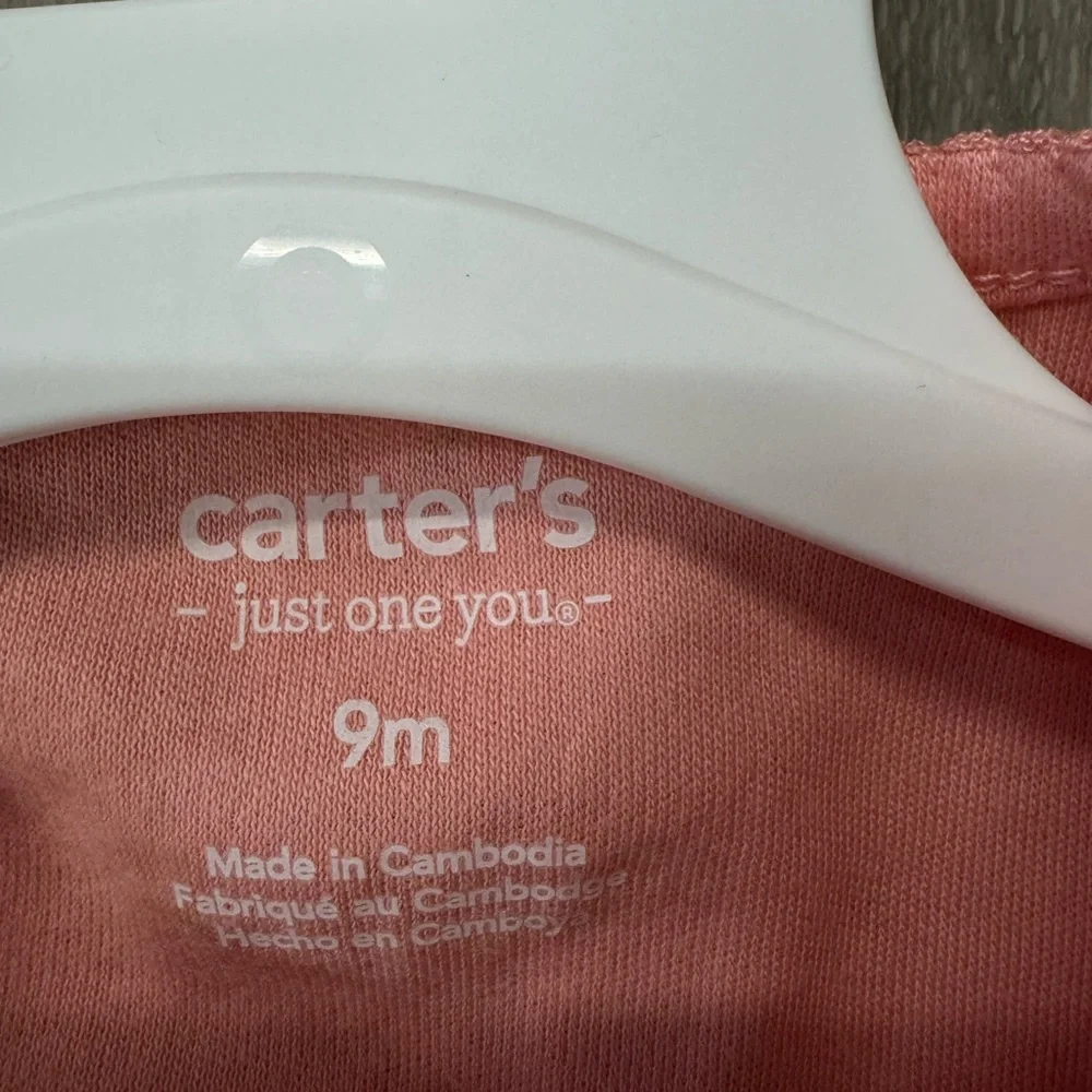 NWT Baby Girl Little Sister Sleeper Size‎ 9M Pink With Flowers Carter 2 Way Zip